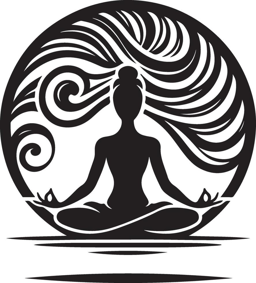 Yogi ladi seated meditation silhouette. vector
