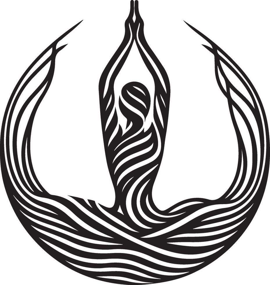 Handsup namaste pose meditation silhouette. vector