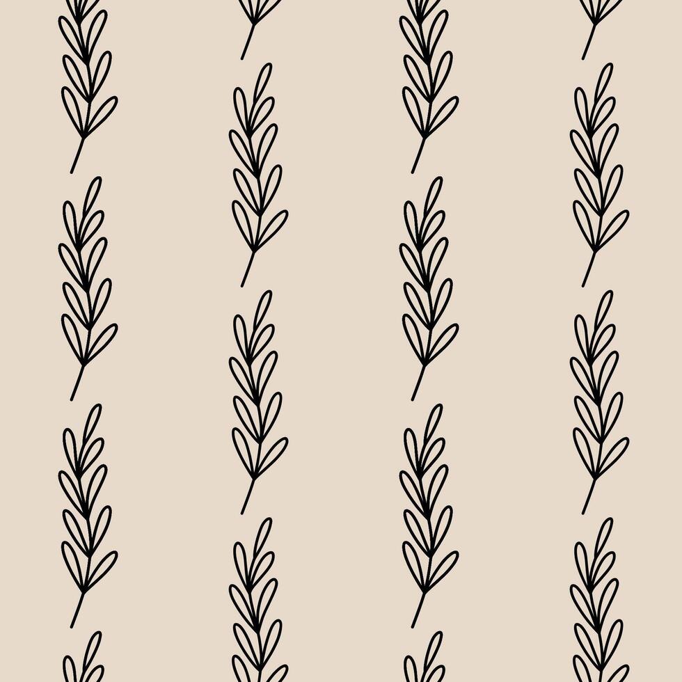 Minimalistic botanical seamless pattern. hand-drawn illustration in doodle style. Perfect for decorations, wallpaper, wrapping paper, fabric. Floral background. vector