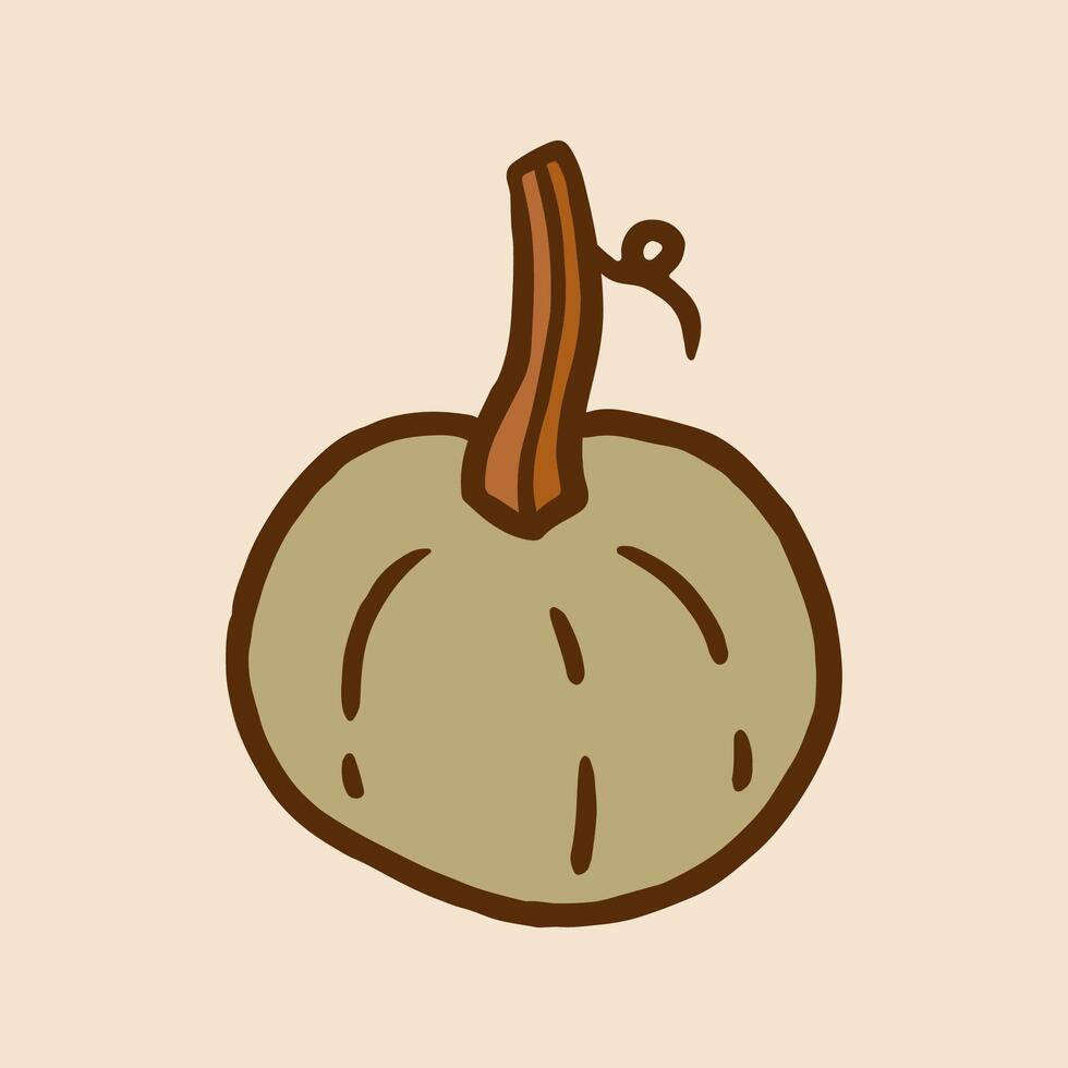 Cute pumpkin isolated on a beige background. hand-drawn doodle illustration. Perfect for decorations, menu, logo, various designs. vector