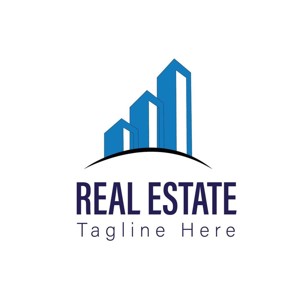 Blue Color Minimal Real Estate Logo Design vector