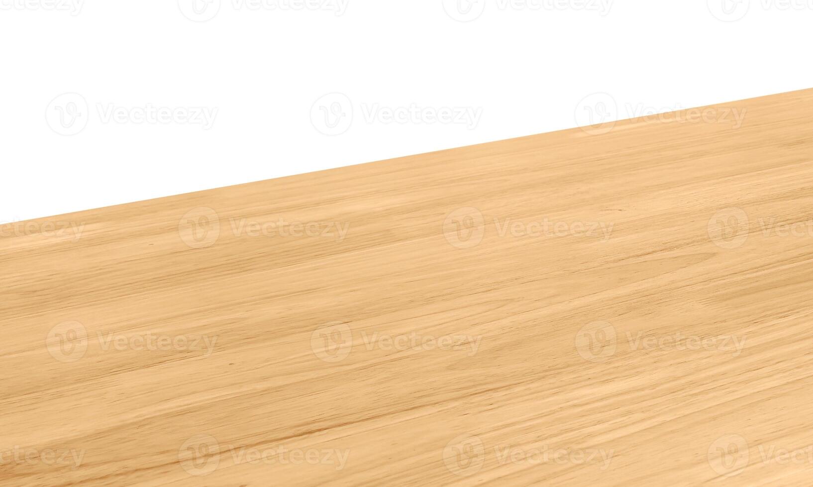 View of wood or wooden table top corner Isolated on white background. photo
