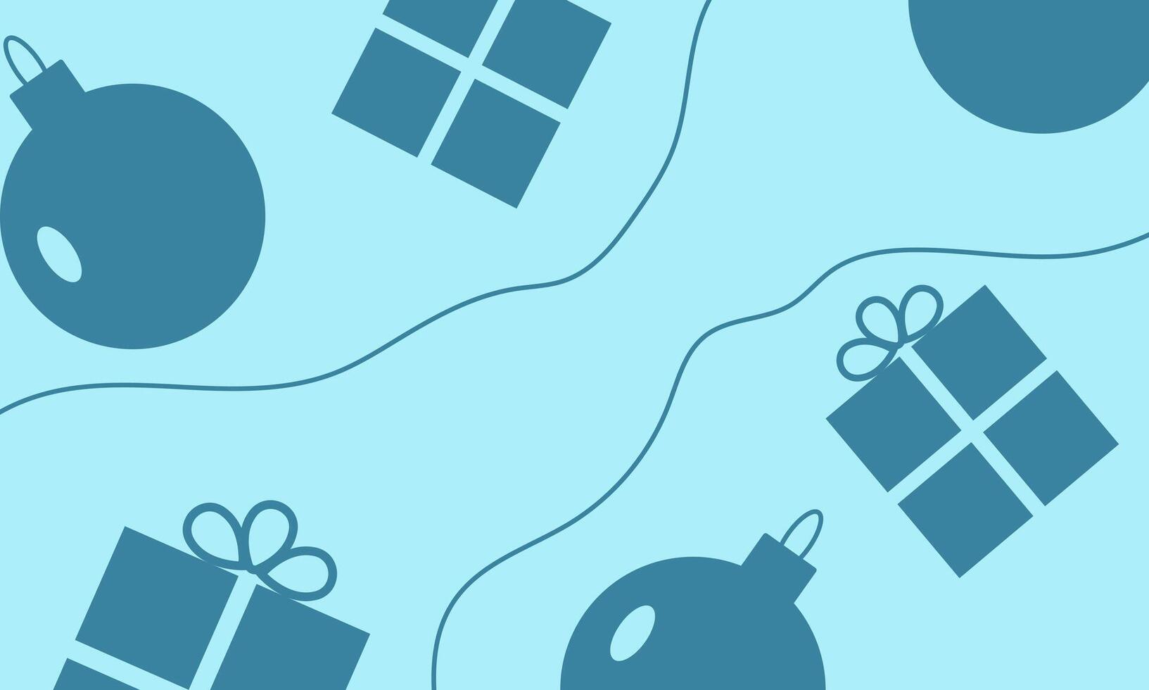 abstract illustration for New Year and Christmas. Image of gift boxes and Christmas tree toys in blue. vector