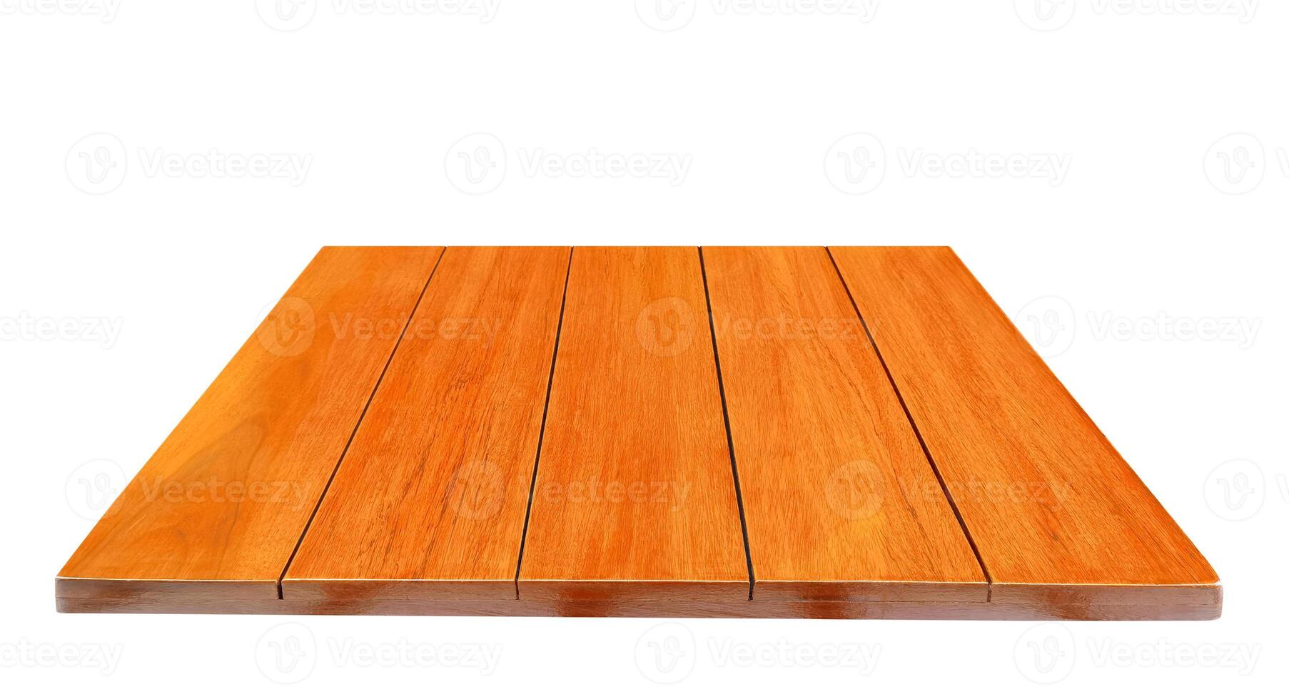 Wooden table front view, isolated on white background. photo