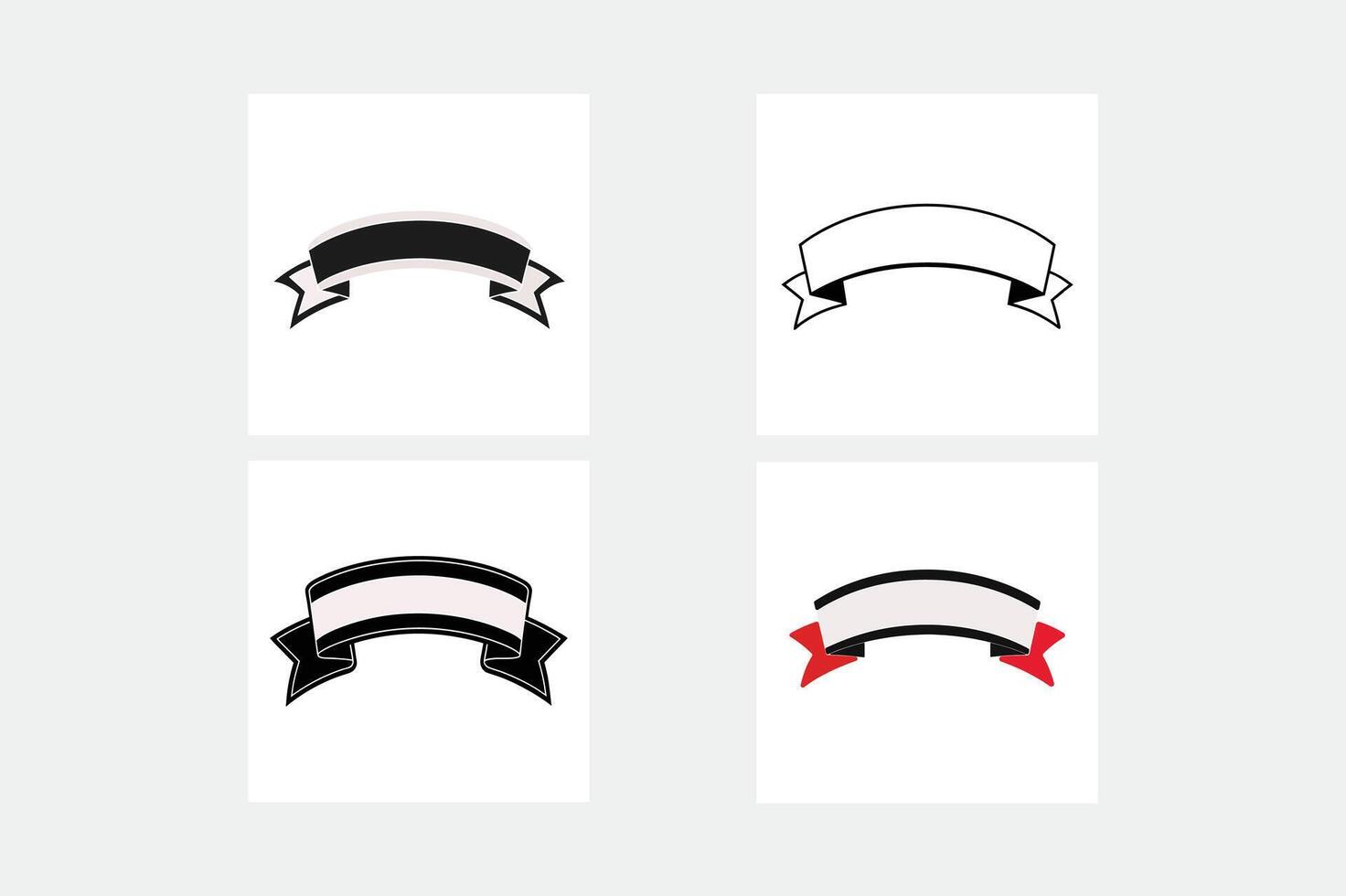 Minimal Black and White Ribbon Banner Icon Ideal for Versatile Designs. vector