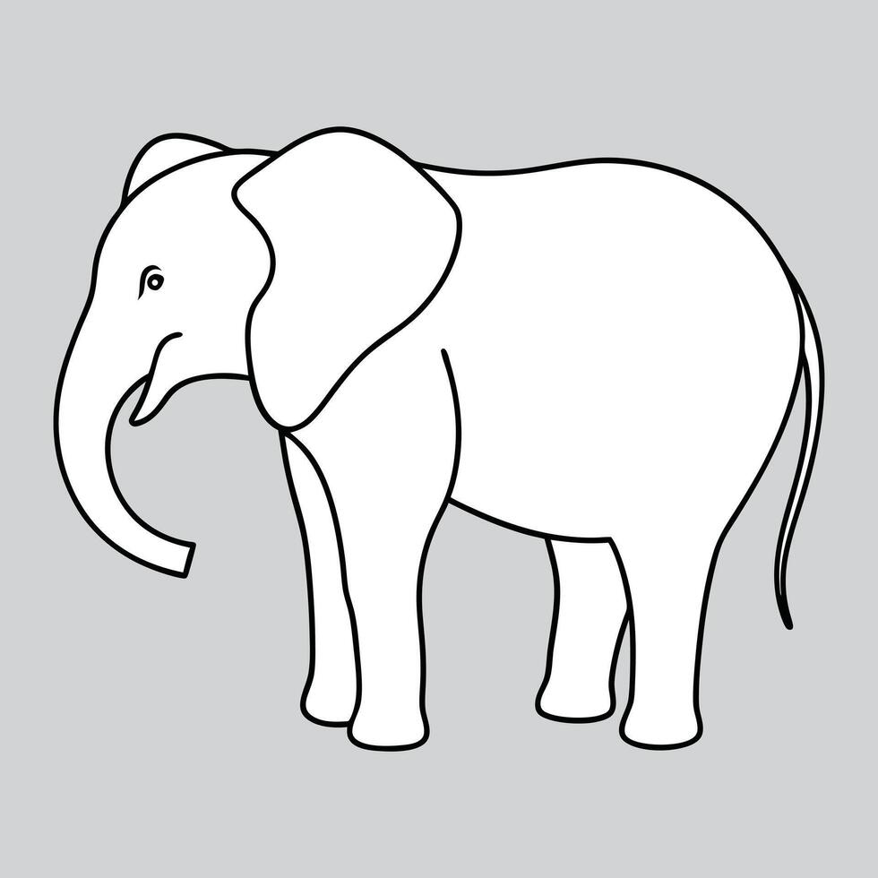 An elephant is shown in a line drawing vector