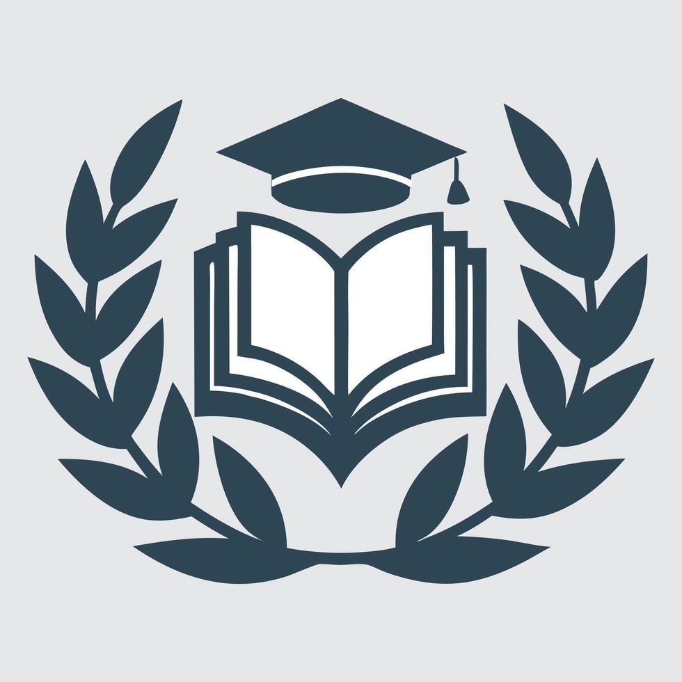 An open book with a graduation cap on top vector