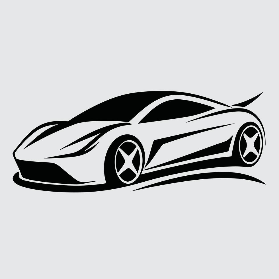 A black and white sports car on a white background vector