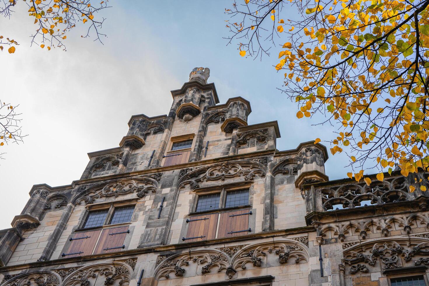 Delft, The Netherlands October 15, 2024. Close up from an old historic building in the center of Delft. photo