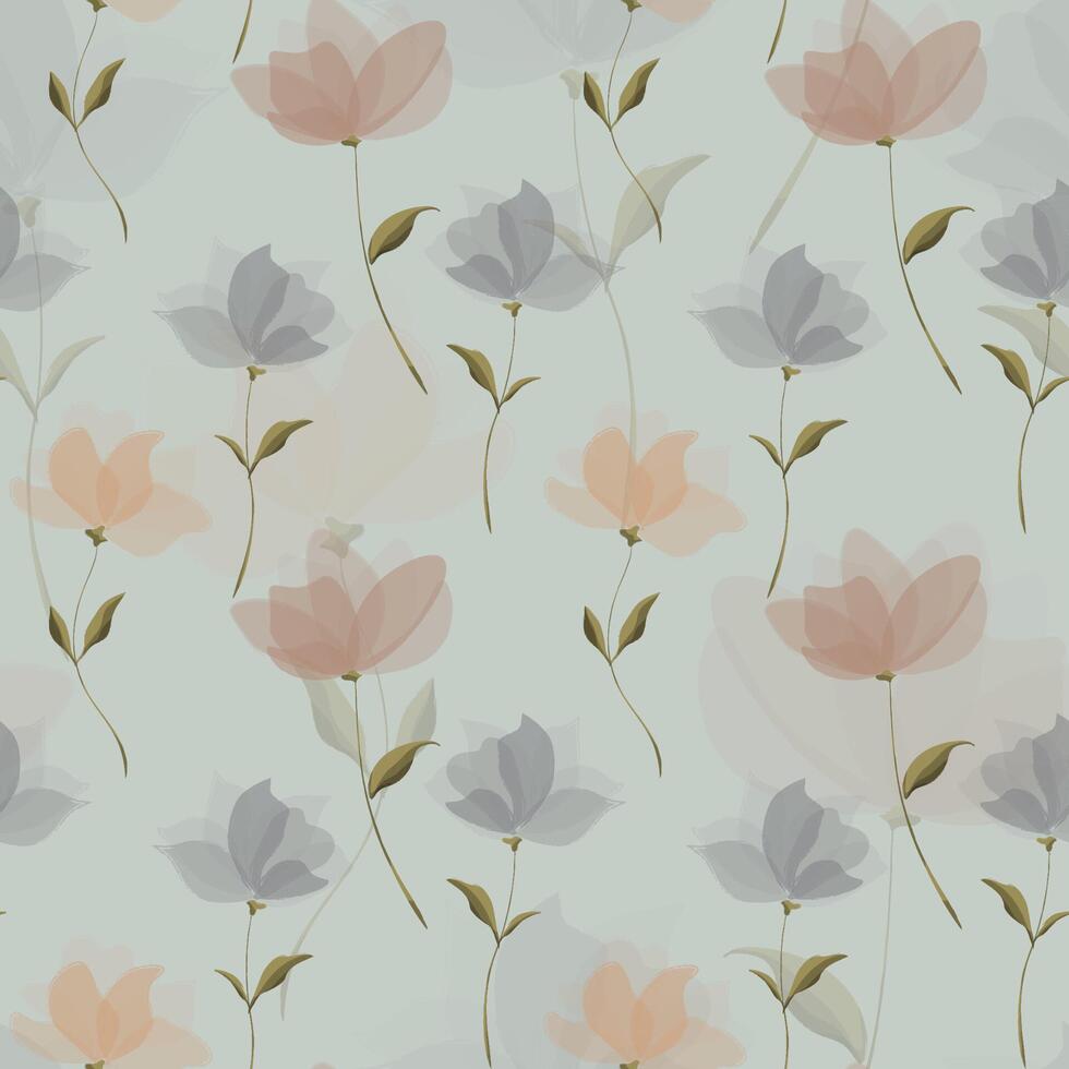 Hand drawn floral flower pattern. vector