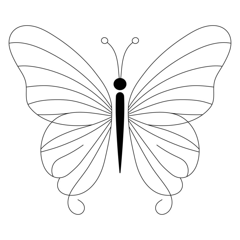 Intricate Butterfly Outline - Simple and Elegant Line Art vector