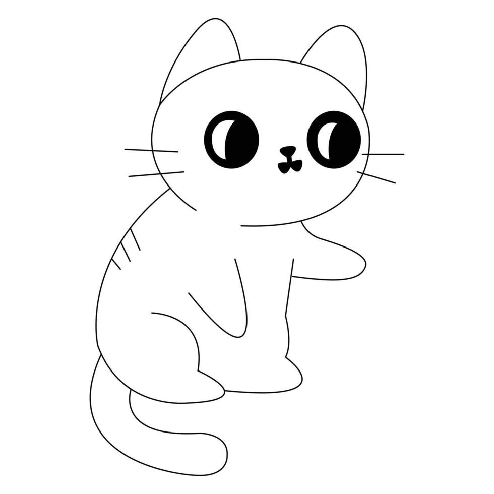 Playful Cat Outline Illustration - Minimalist Line Art vector