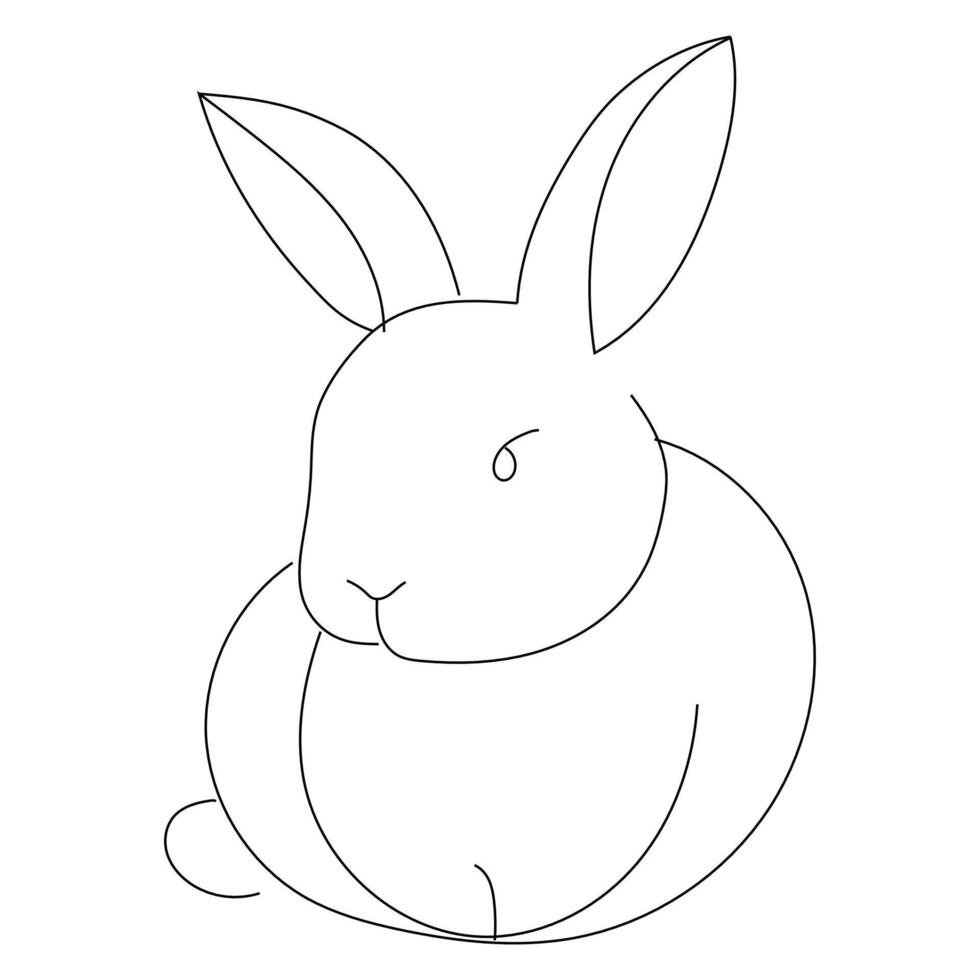 Sitting Rabbit with Floppy Ears - Hand-Drawn Minimalist Art vector