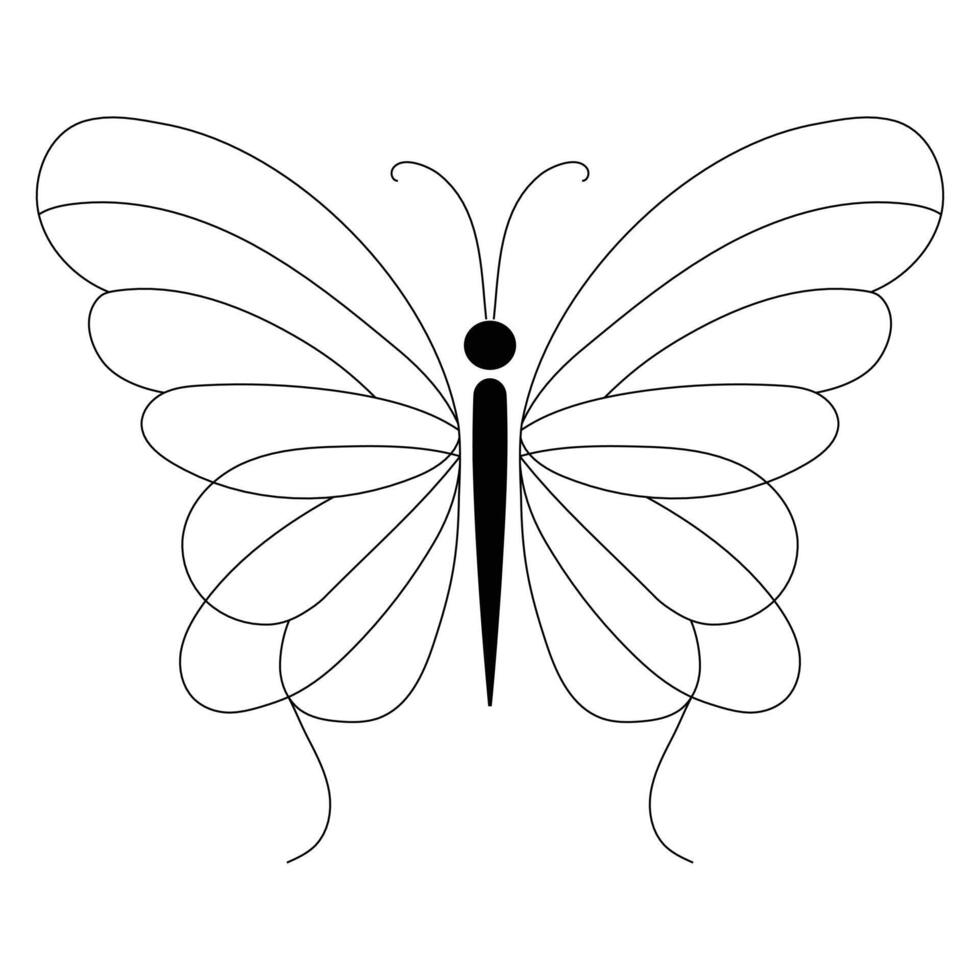 Elegant Butterfly Outline with Hand-Drawn Details vector