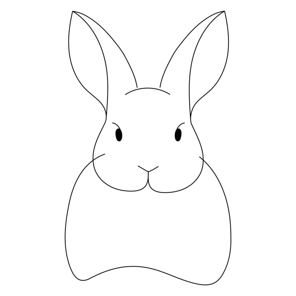 Happy Bunny - Simple Line Art with White Background vector