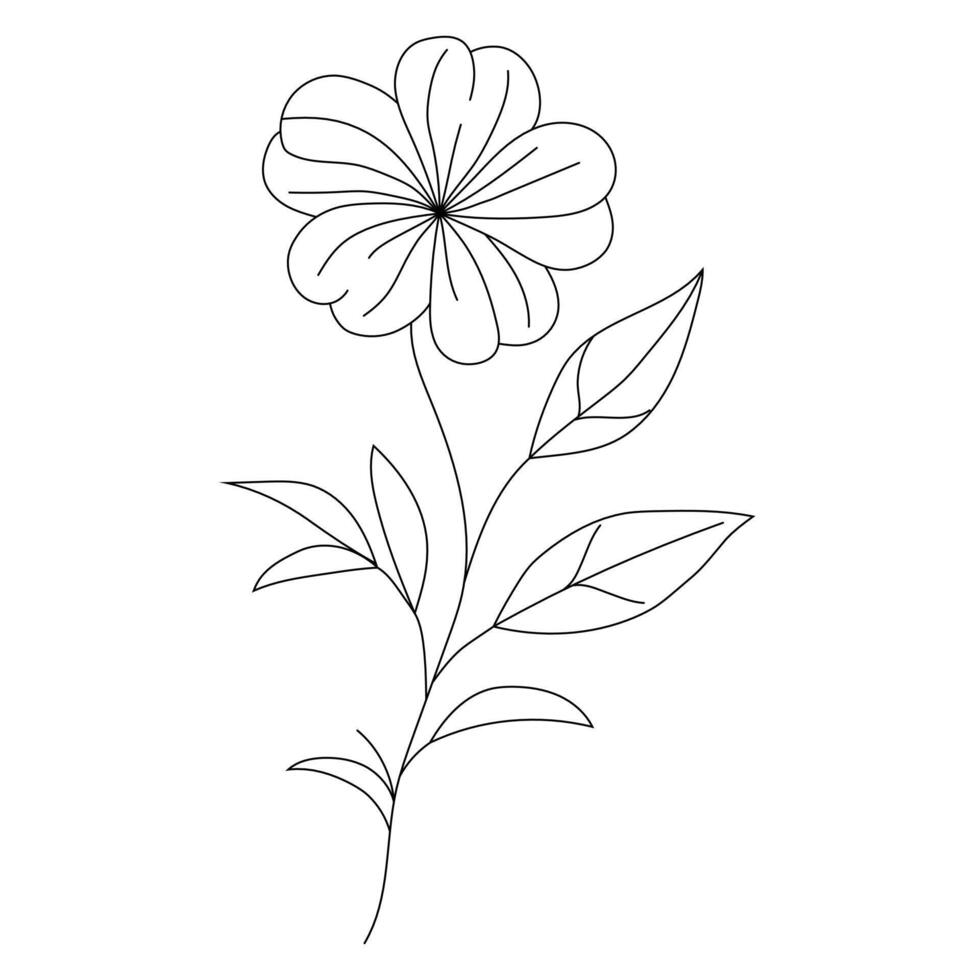 Simple Flower Outline Art on a White Background vector