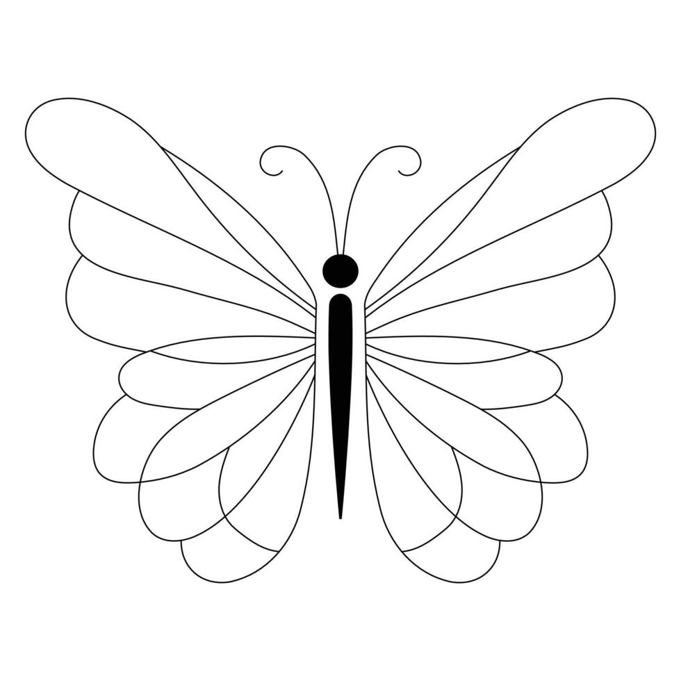 Delicate Butterfly Outline Illustration - Minimalist Design vector