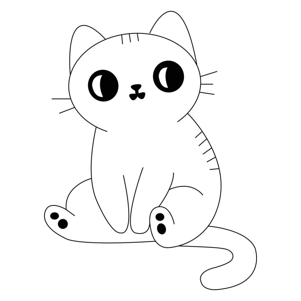 Sitting Cat Outline - Hand-Drawn Line Art Illustration vector