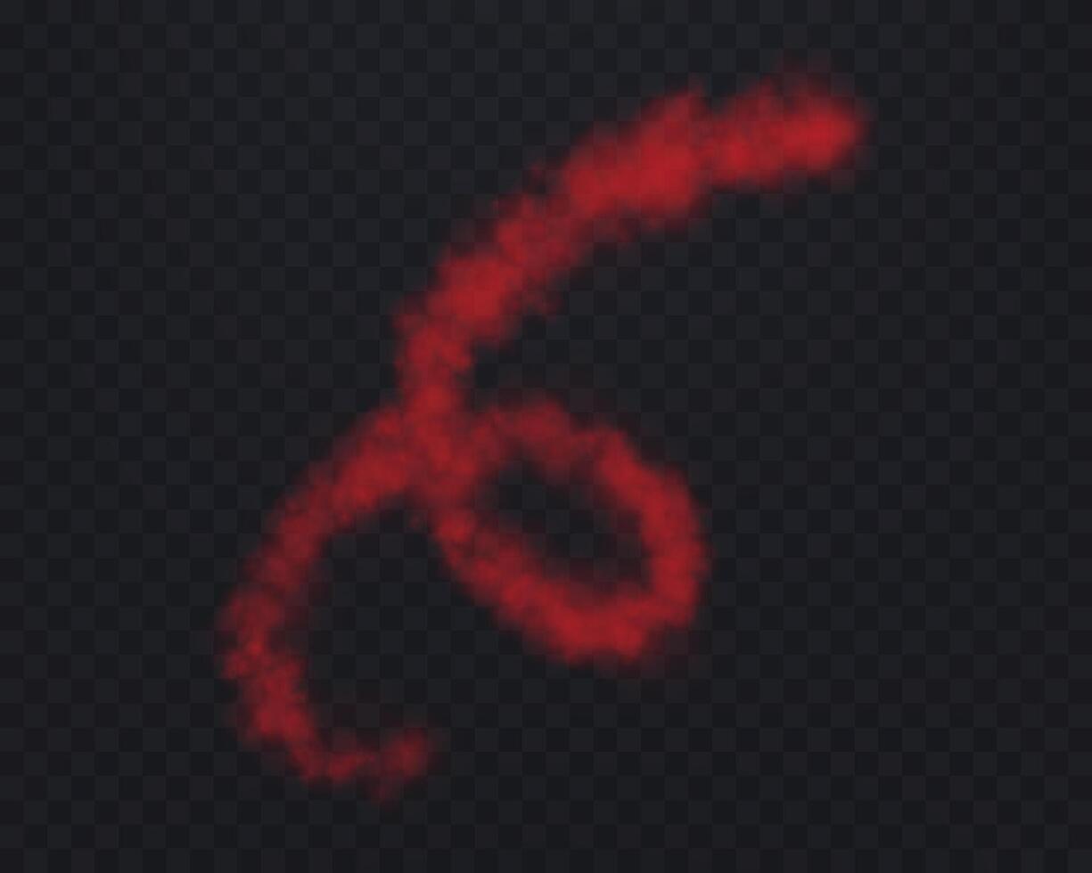 Realistic red smoke spiral or fog, vapor, smoke line left by flight. vector