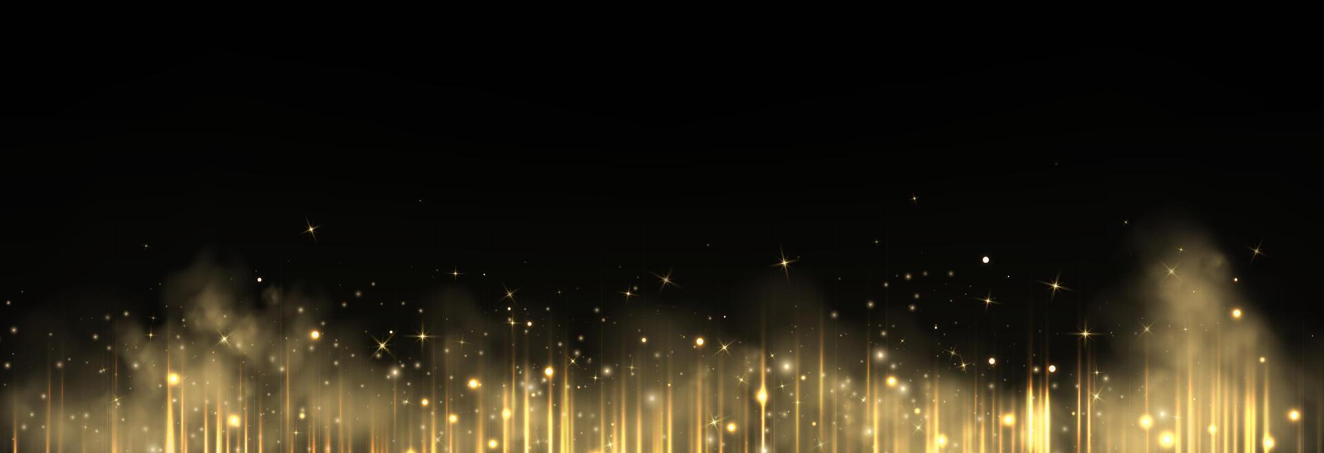 Vertical gold horizontal lines. Speed rays, velocity light neon flow, motion effect, colorful light trails, stripes, laser beams. Abstract background vector