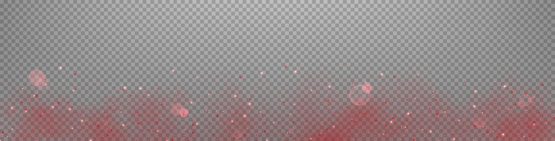 Red glittering dots, particles, magic sparks. Dust flare light effect. vector
