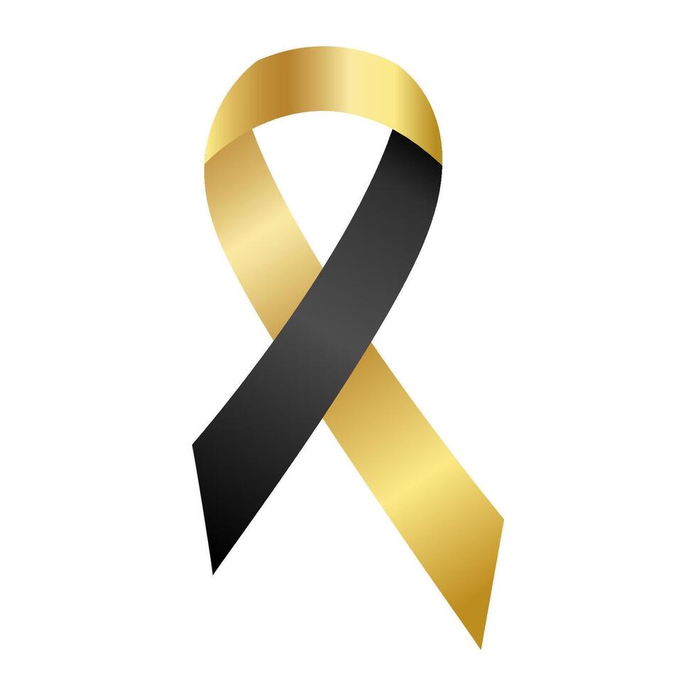 Gold and black ribbon awareness Platelet Donation. Isolated on white background. vector