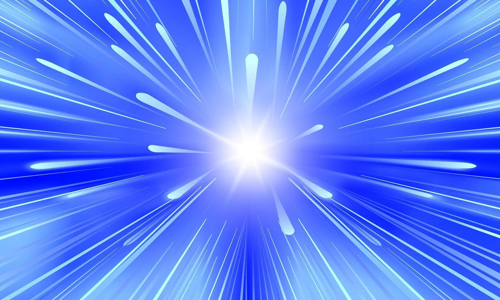 Blue rays zoom in motion effect, light color trails. soft blue. vector