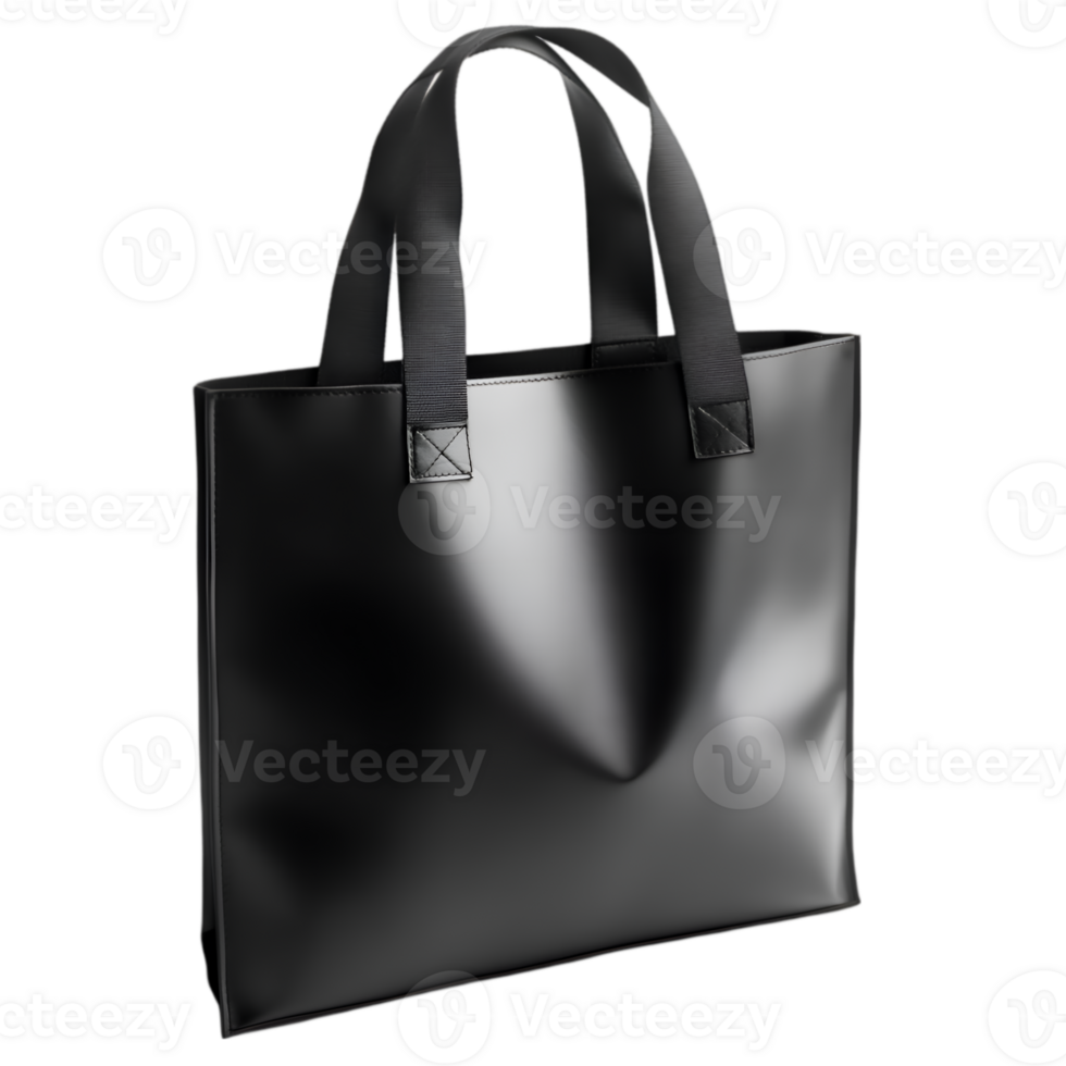 Black tote bag profile view isolated on transparent background png