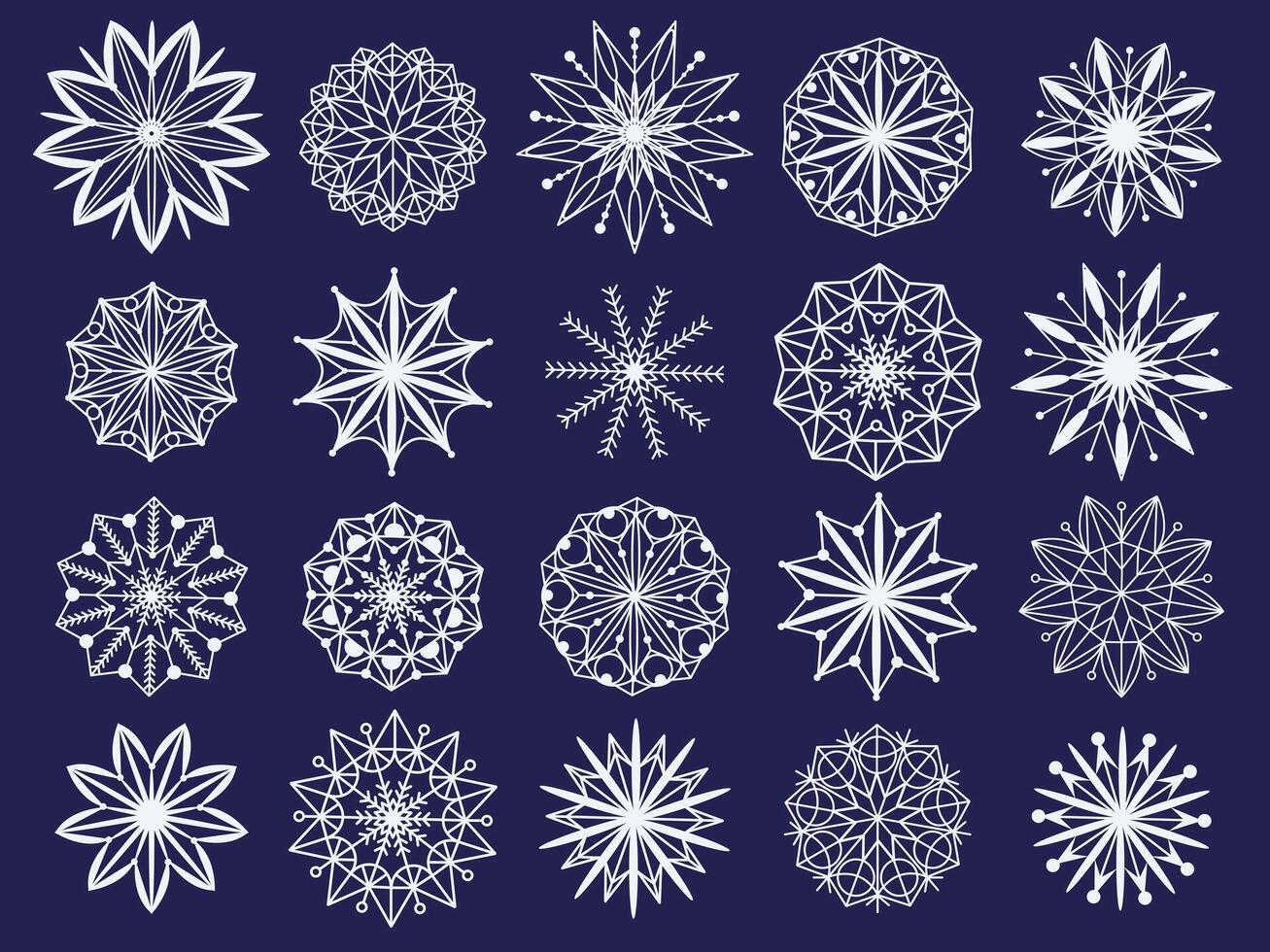 Snowflakes with different patterns set vector