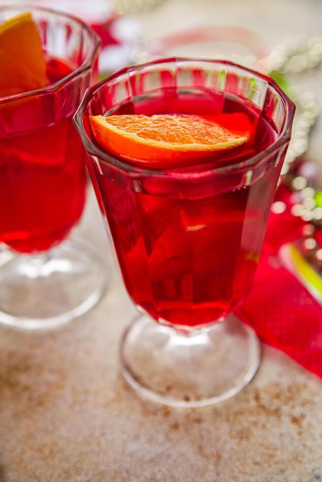 Christmas Mulled wine party drink Christmas treat fresh gourmet food background on the table rustic copy space top view photo