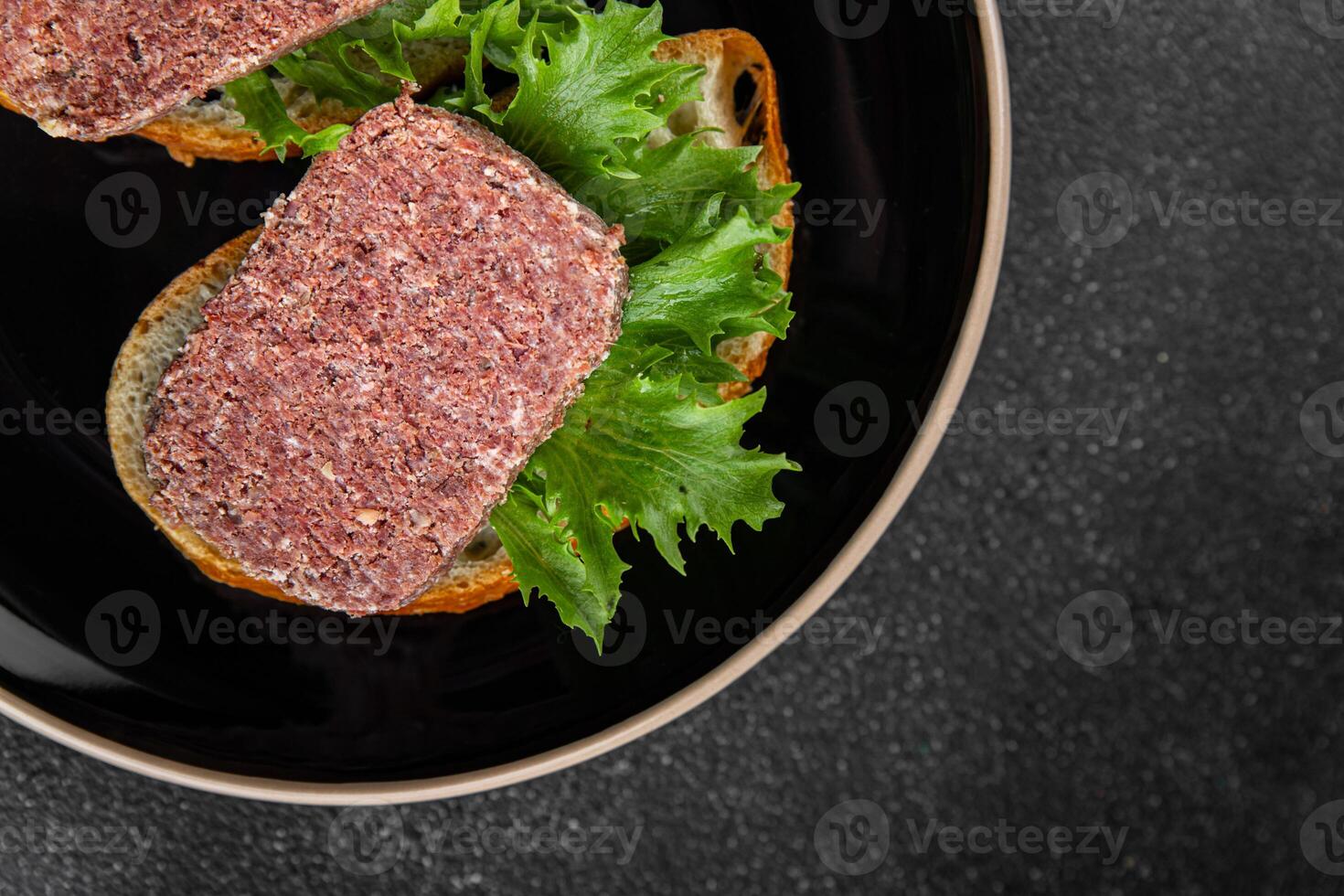 spam meat sandwich fresh meal food snack on the table copy space food background rustic top view photo