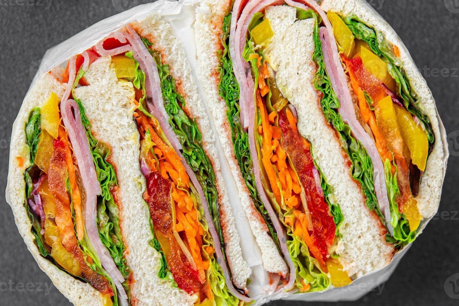 sandwich food vegetables and ham meat spam fresh meal food snack on the table copy space food photo