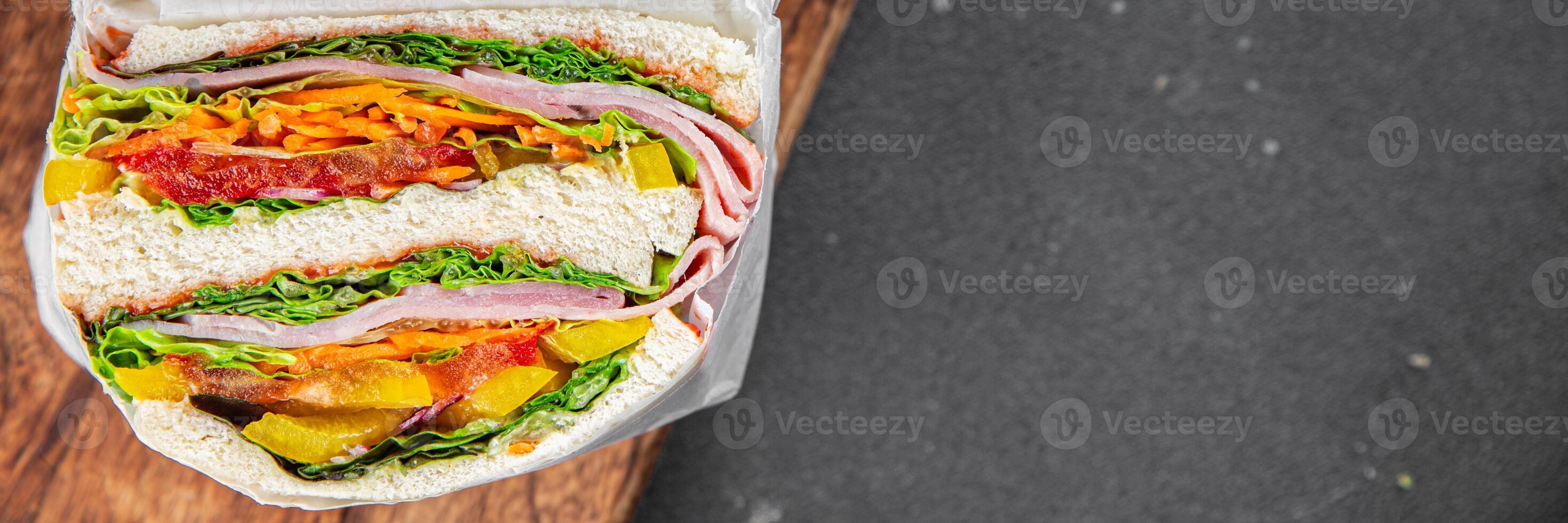 sandwich food vegetables and ham meat spam fresh meal food snack on the table copy space food photo
