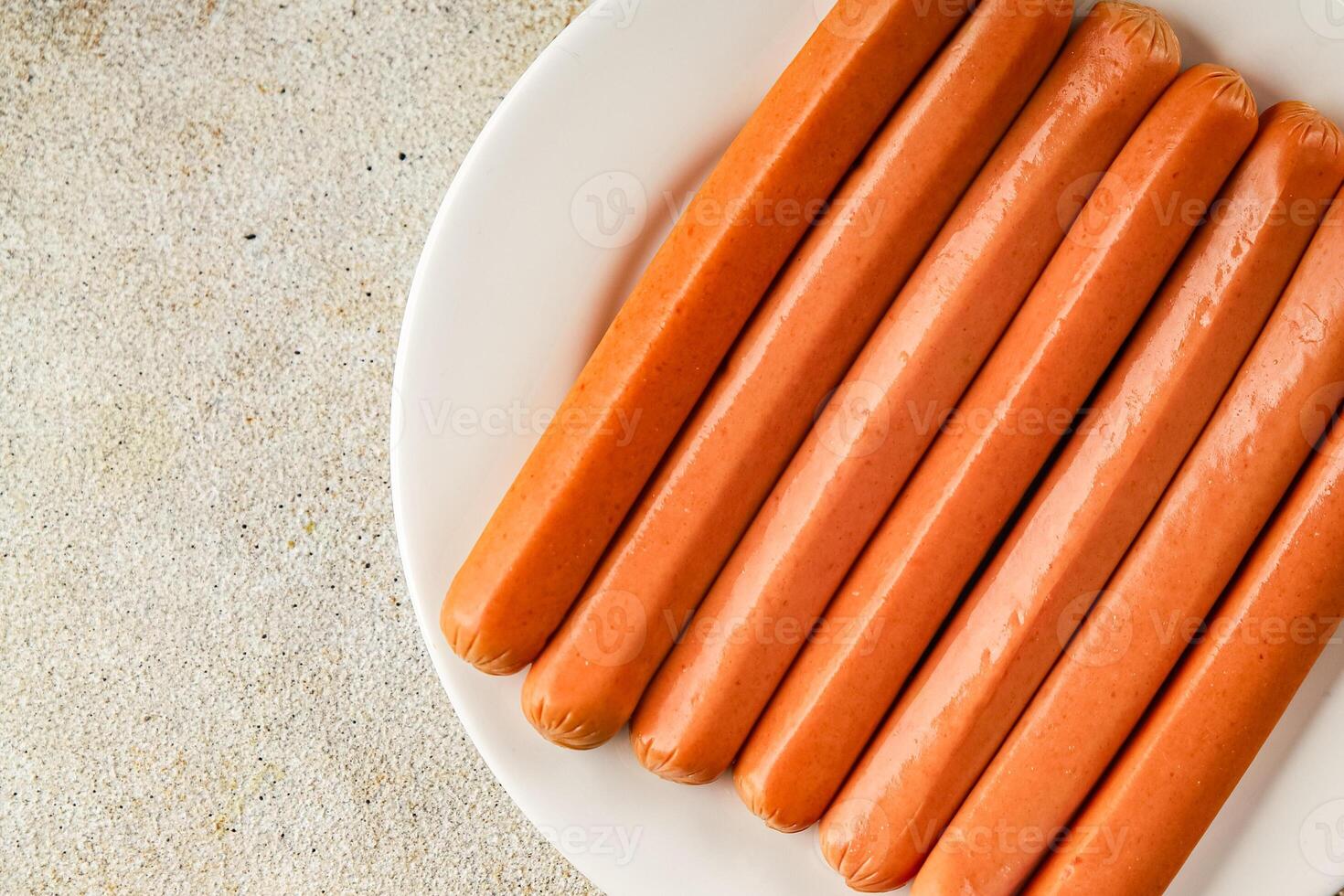 sausages meat pork, beef, chicken dish Fresh delicious gourmet food background on the table rustic food top view copy space photo