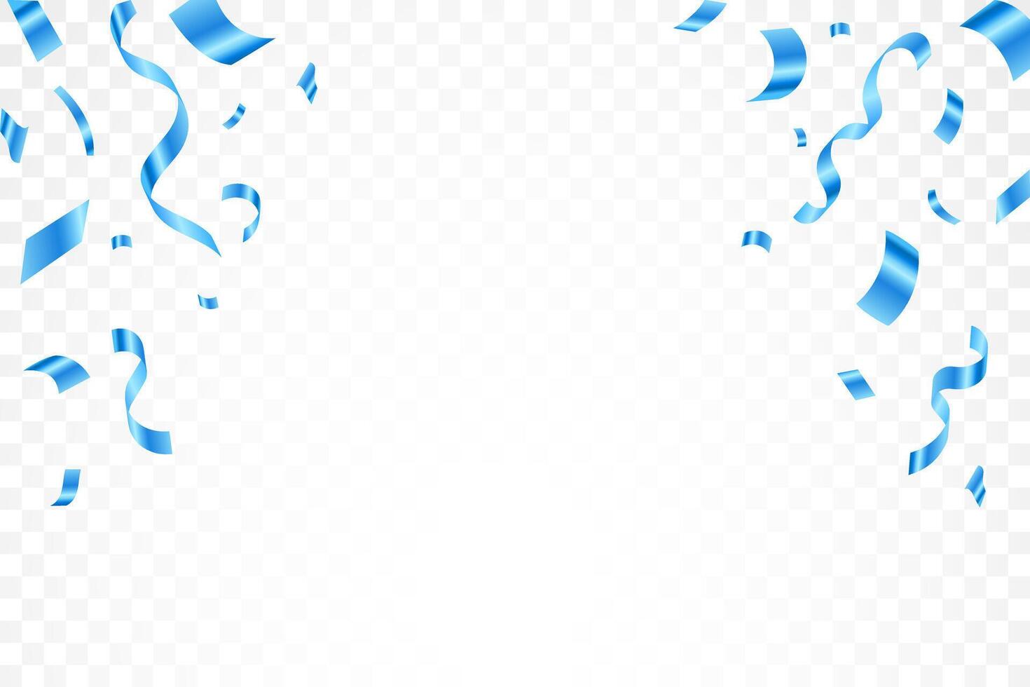 Blue confetti. Shiny ribbons falling on abstract background. Design template for party celebration and birthday banner background, confetti, vector