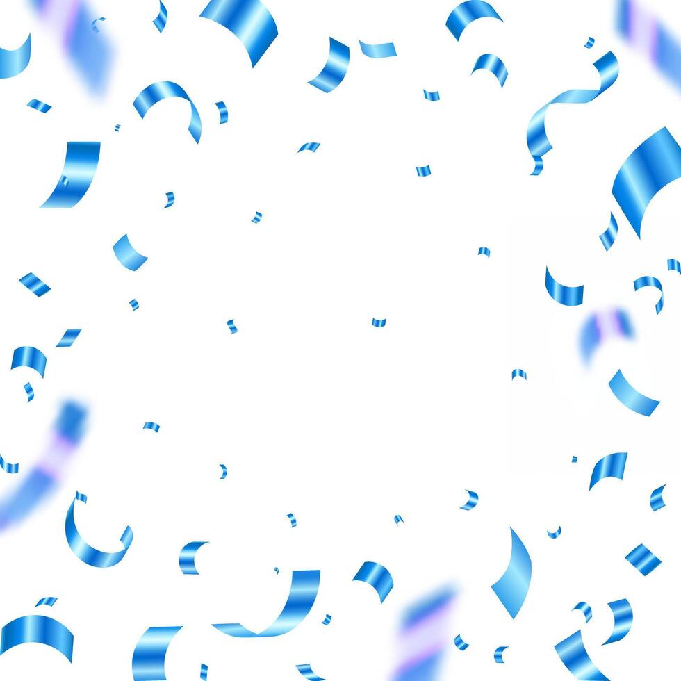 Abstract celebration party background design with confetti and blue ribbons, blue confetti isolated for Anniversary, Birthday party, Christmas, Carnival festivity, Holiday party banner, confetti vector