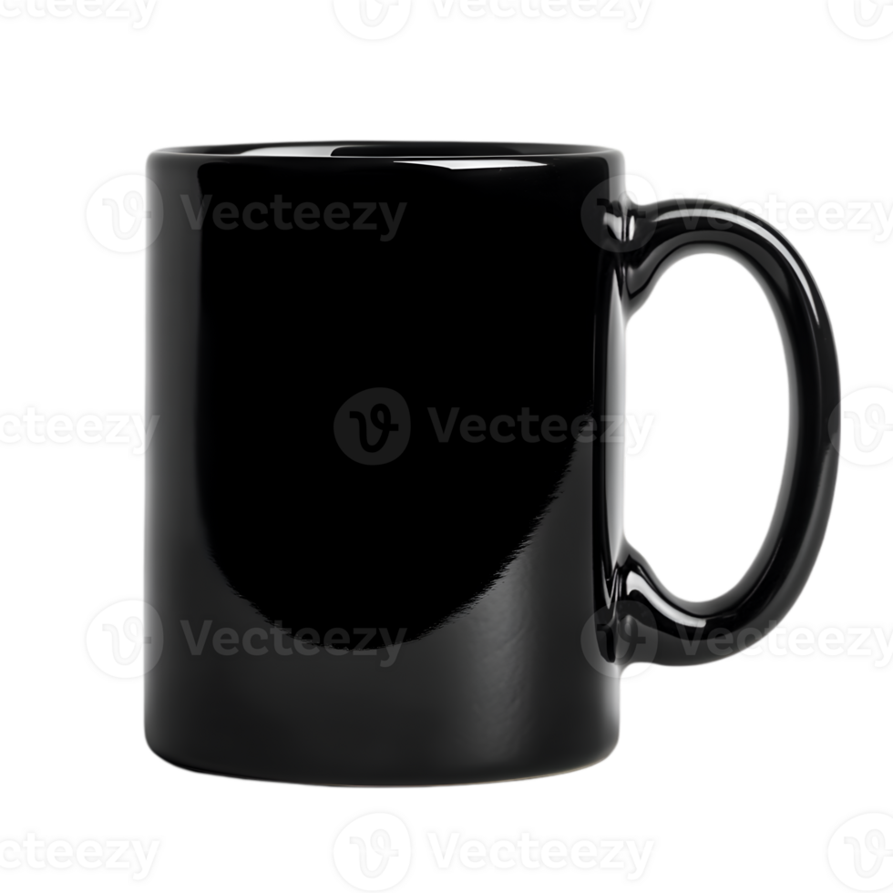 Black mug profile view isolated on transparent background png