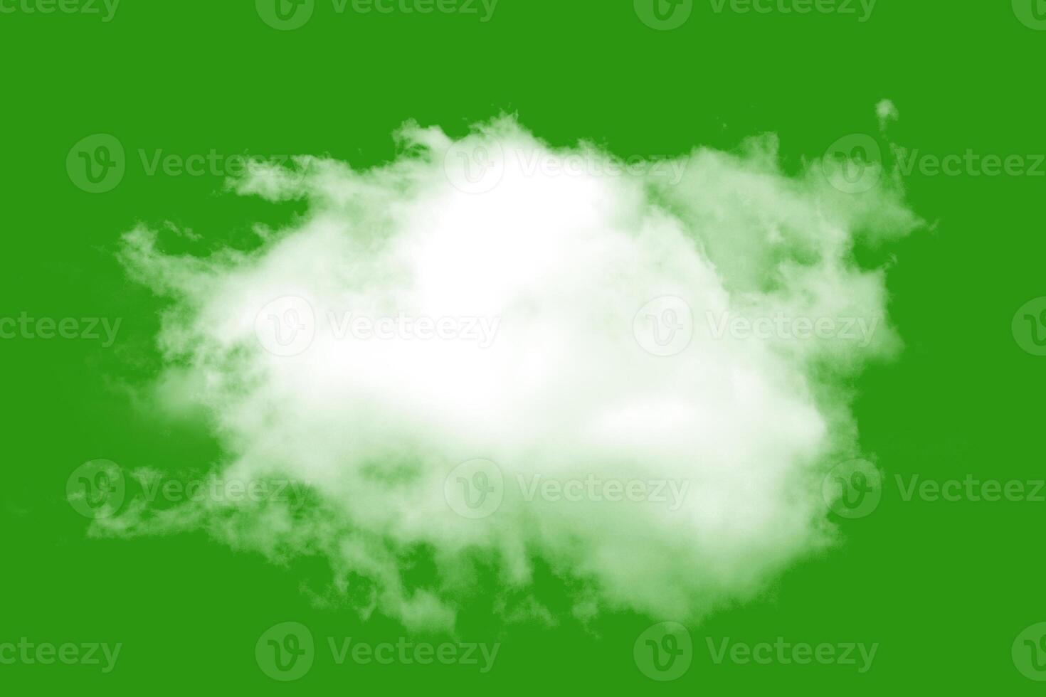 Fluffy White Cloud on Vibrant Green Background for Creative Design and Artistic Projects photo