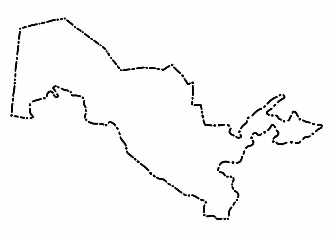 Doodle freehand dash line drawing of Uzbekistan map. vector