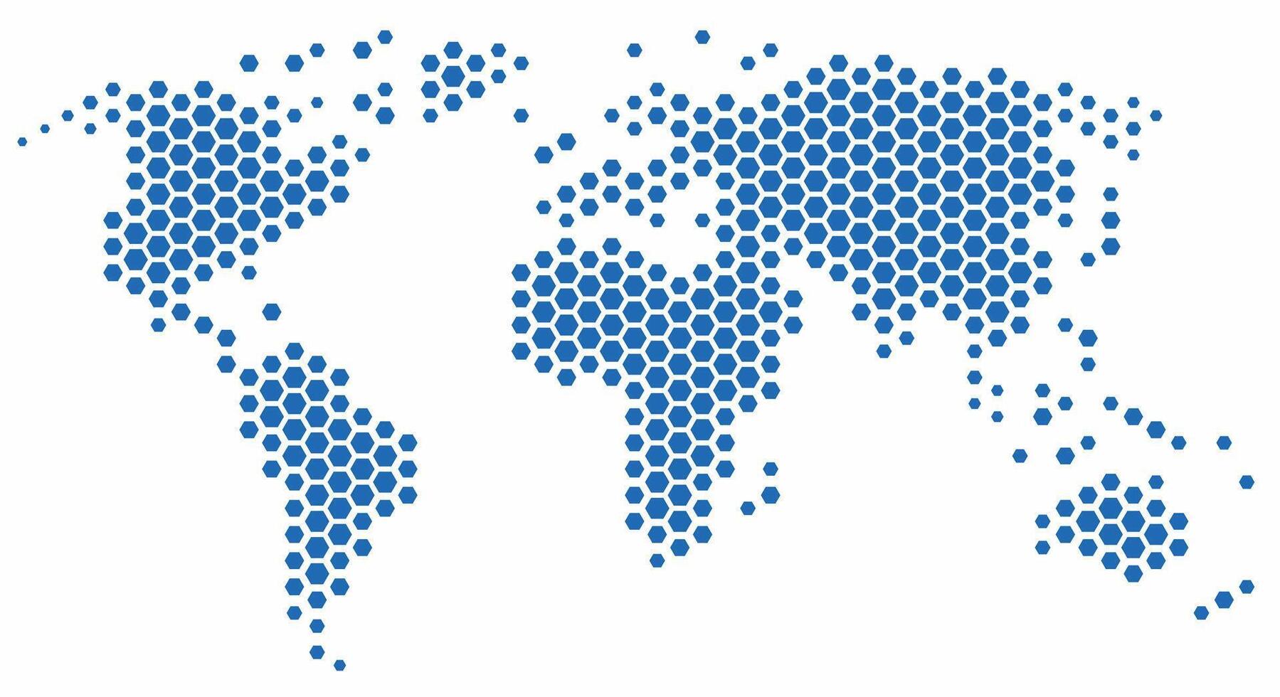 Hexagon shape world map on white background. vector