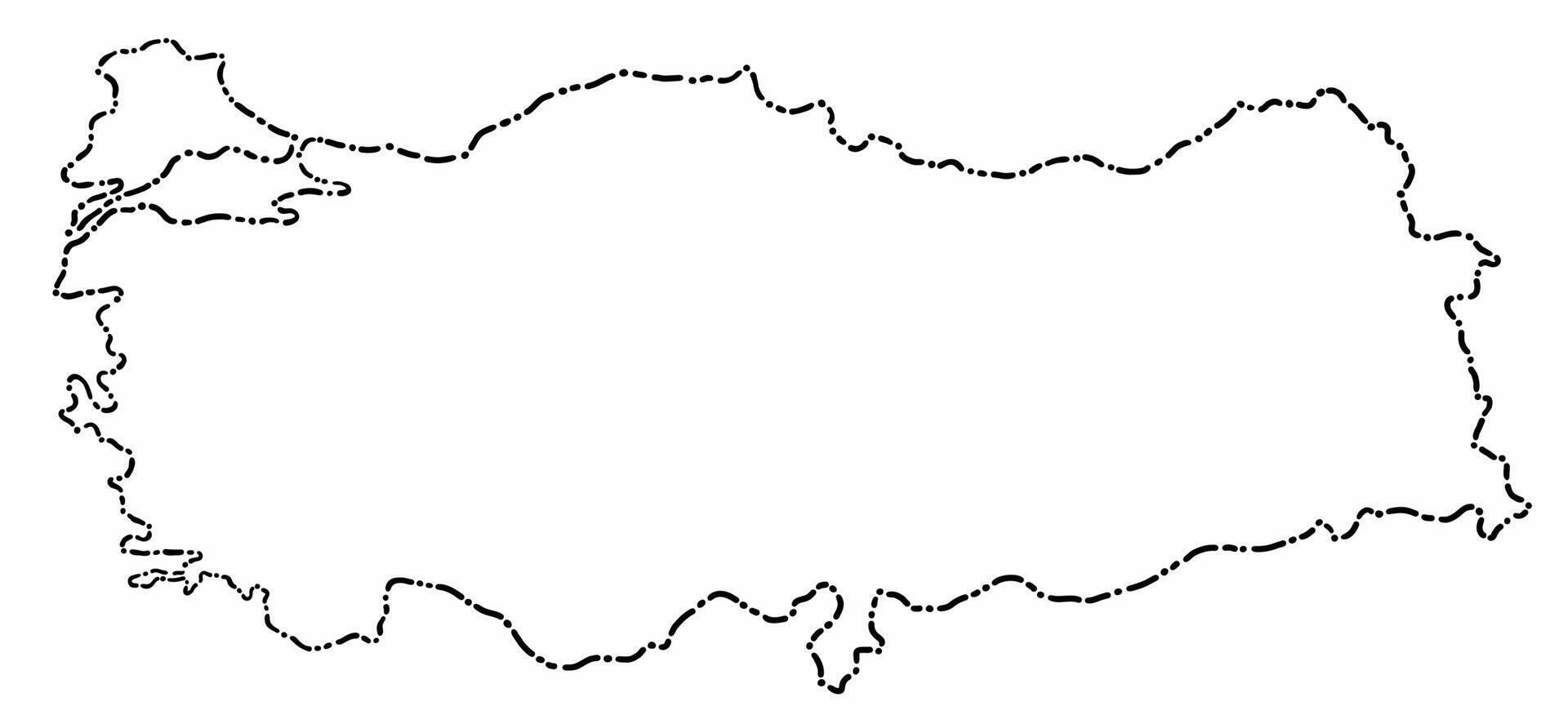 Doodle freehand dash line drawing of Turkey map. vector