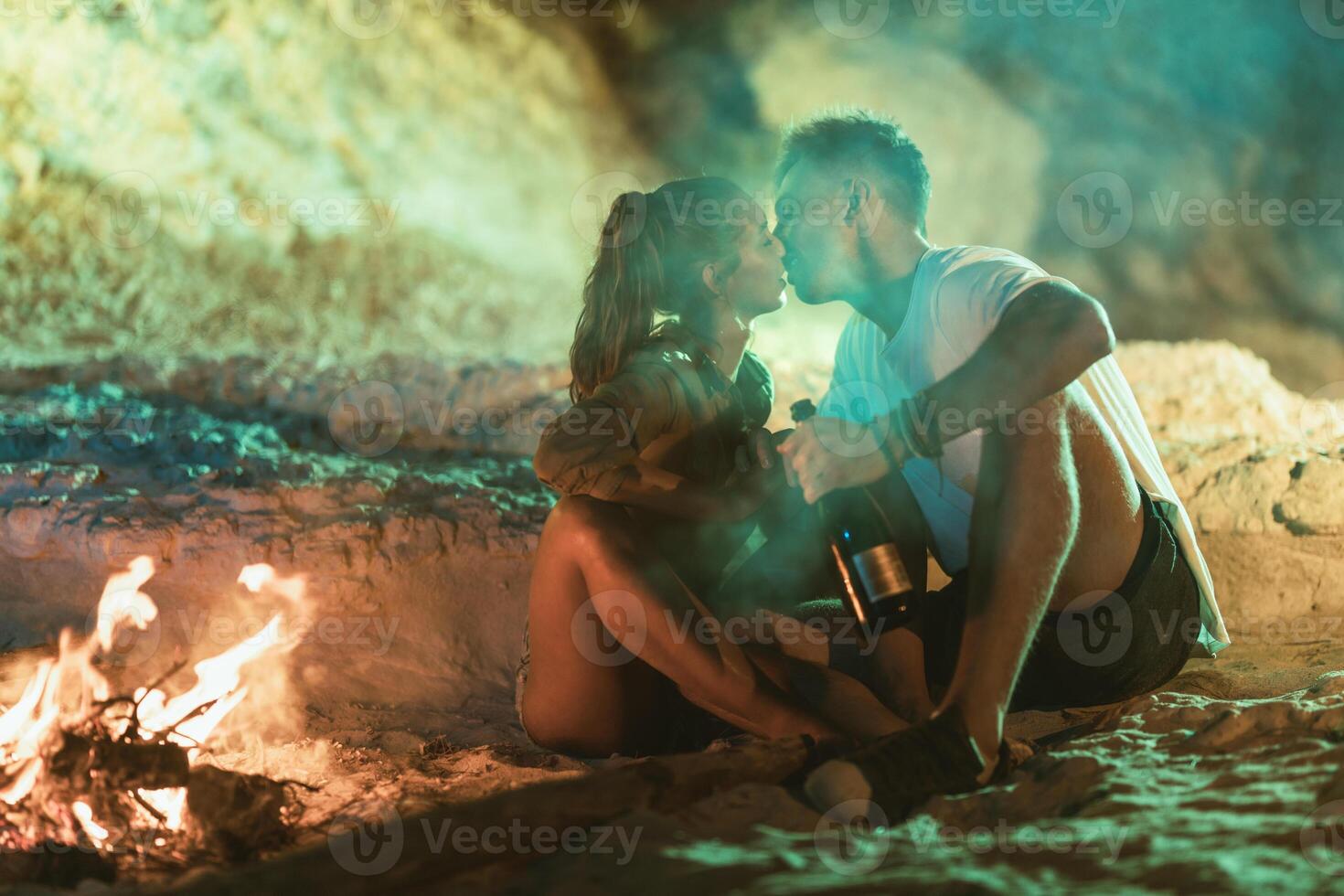 Couple On The Beach at Night photo