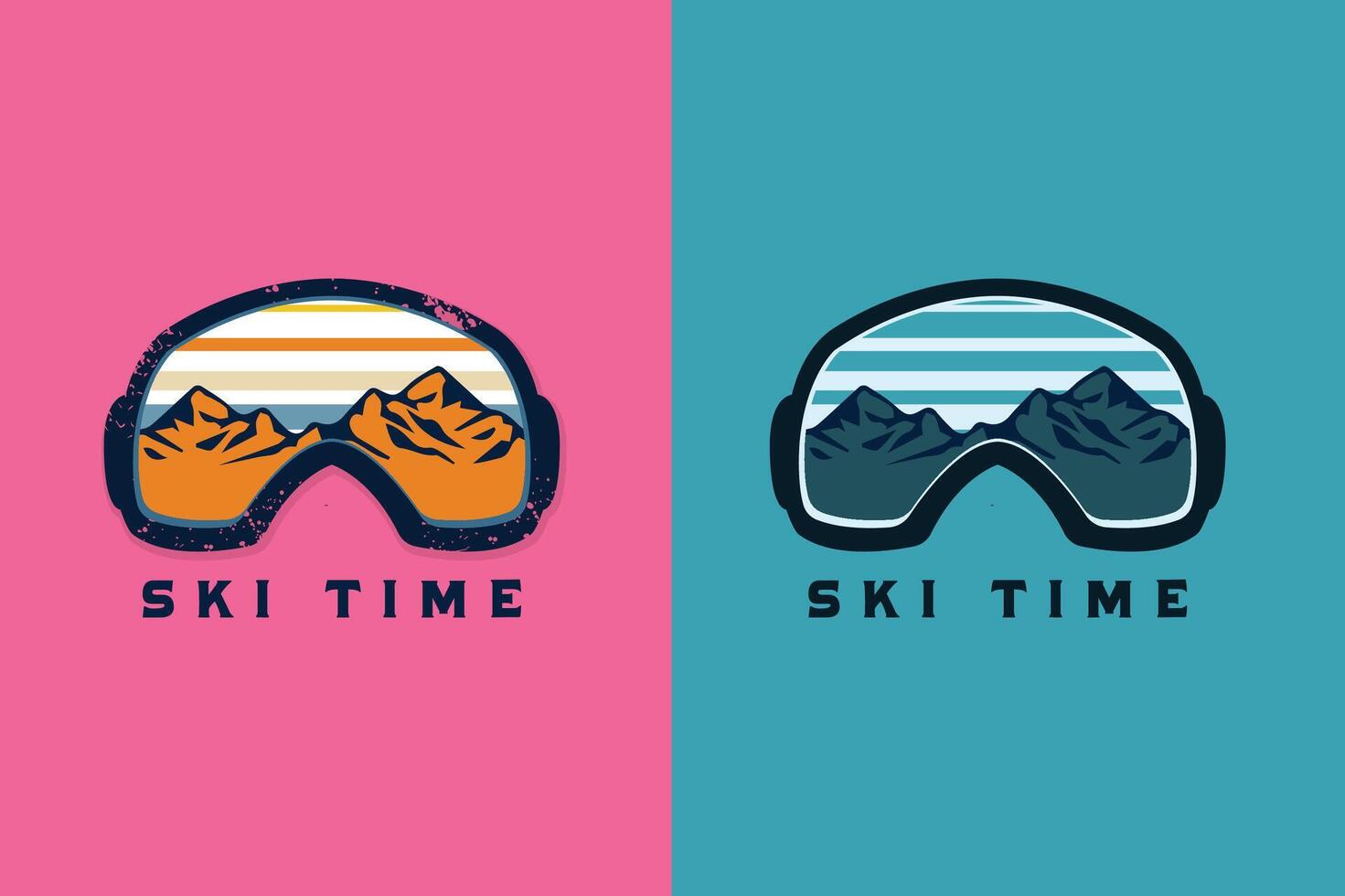 Hand draw ski time cartoon vector