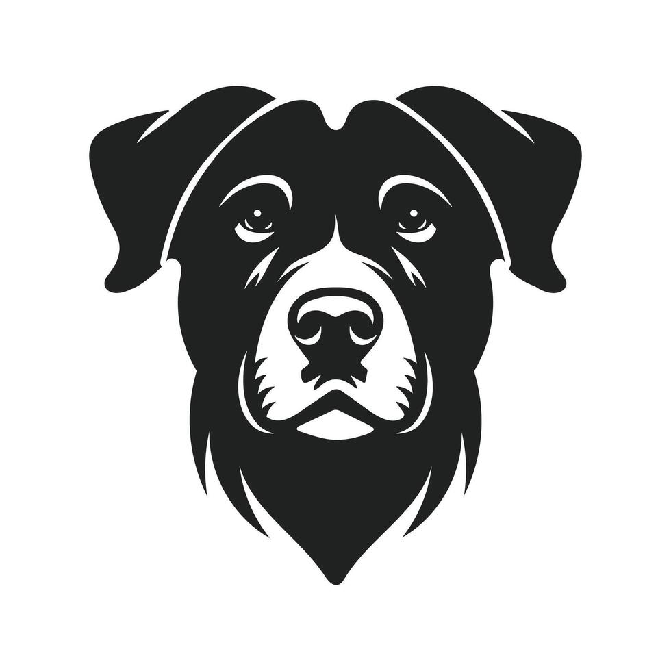 A black and white dog head on a white background vector