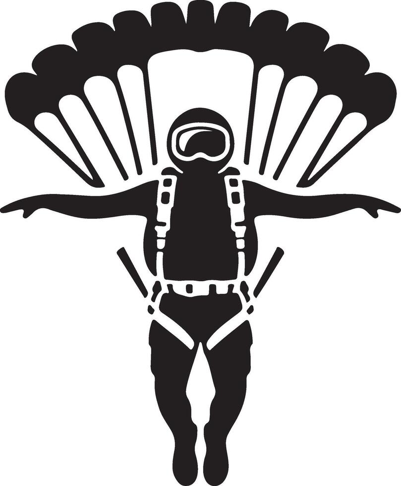 Skydiver silhouette with parachute icon vector
