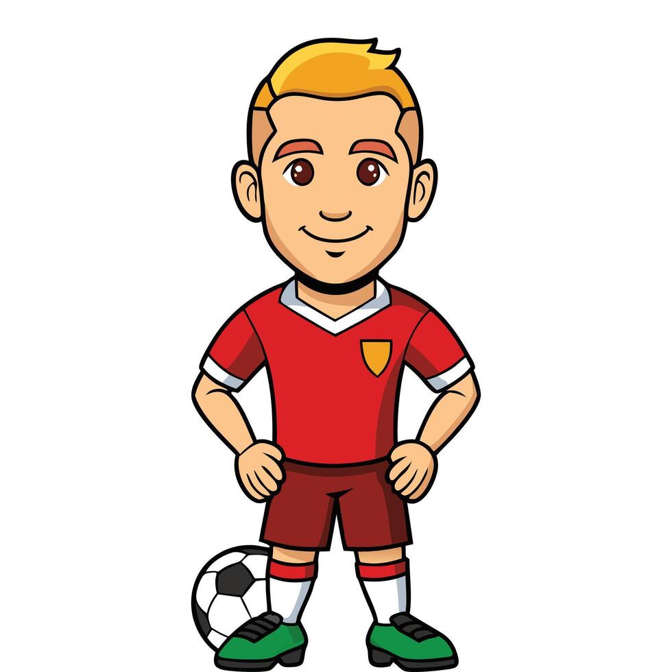 soccer football player flat cartoon drawing vector