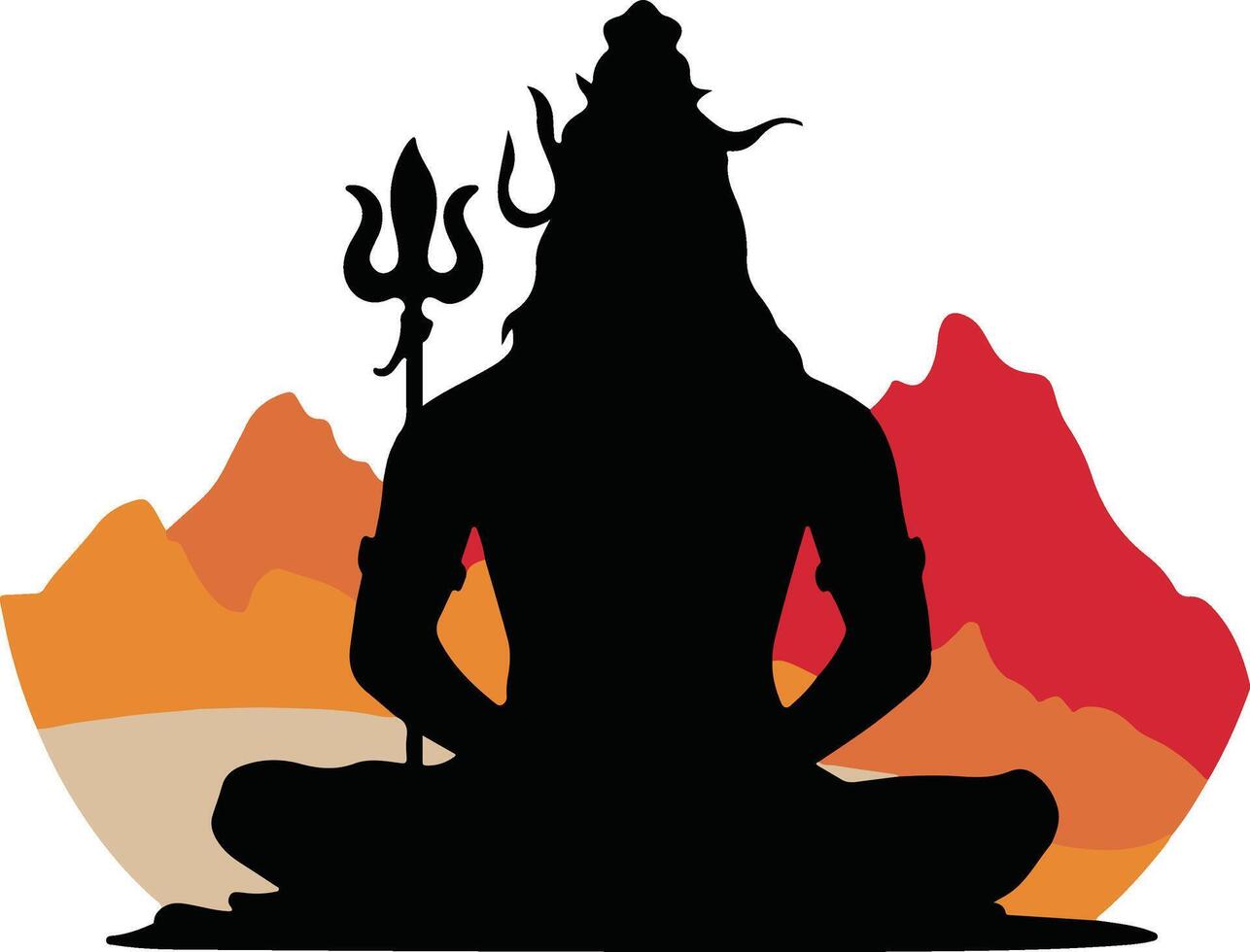 Silhouette of Lord Shiva in Meditation Pose vector