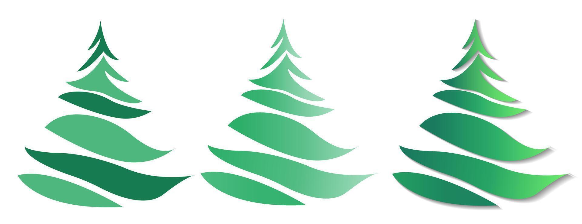 Three green trees with leaves on them vector