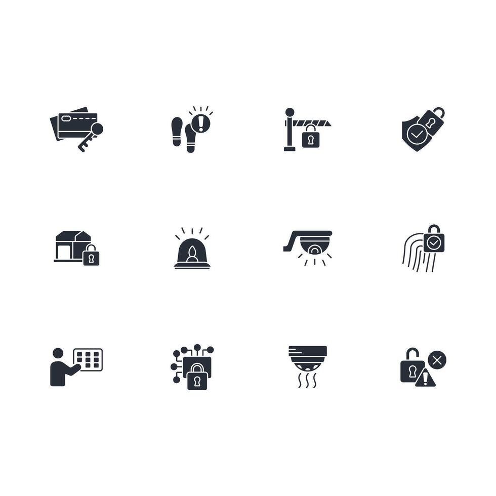 Home security icon set..Editable stroke.linear style sign for use web design,logo.Symbol illustration. vector