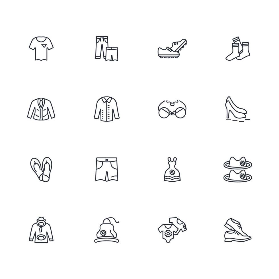 Clothes icon set..Editable stroke.linear style sign for use web design,logo.Symbol illustration. vector